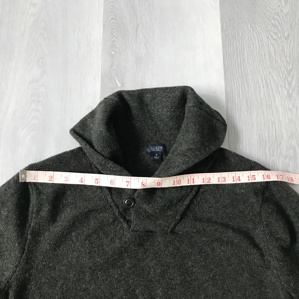 J CREW GREEN WOOL FISHERMAN SHAWL COLLAR CHUNKY SWEATER MENS SMALL